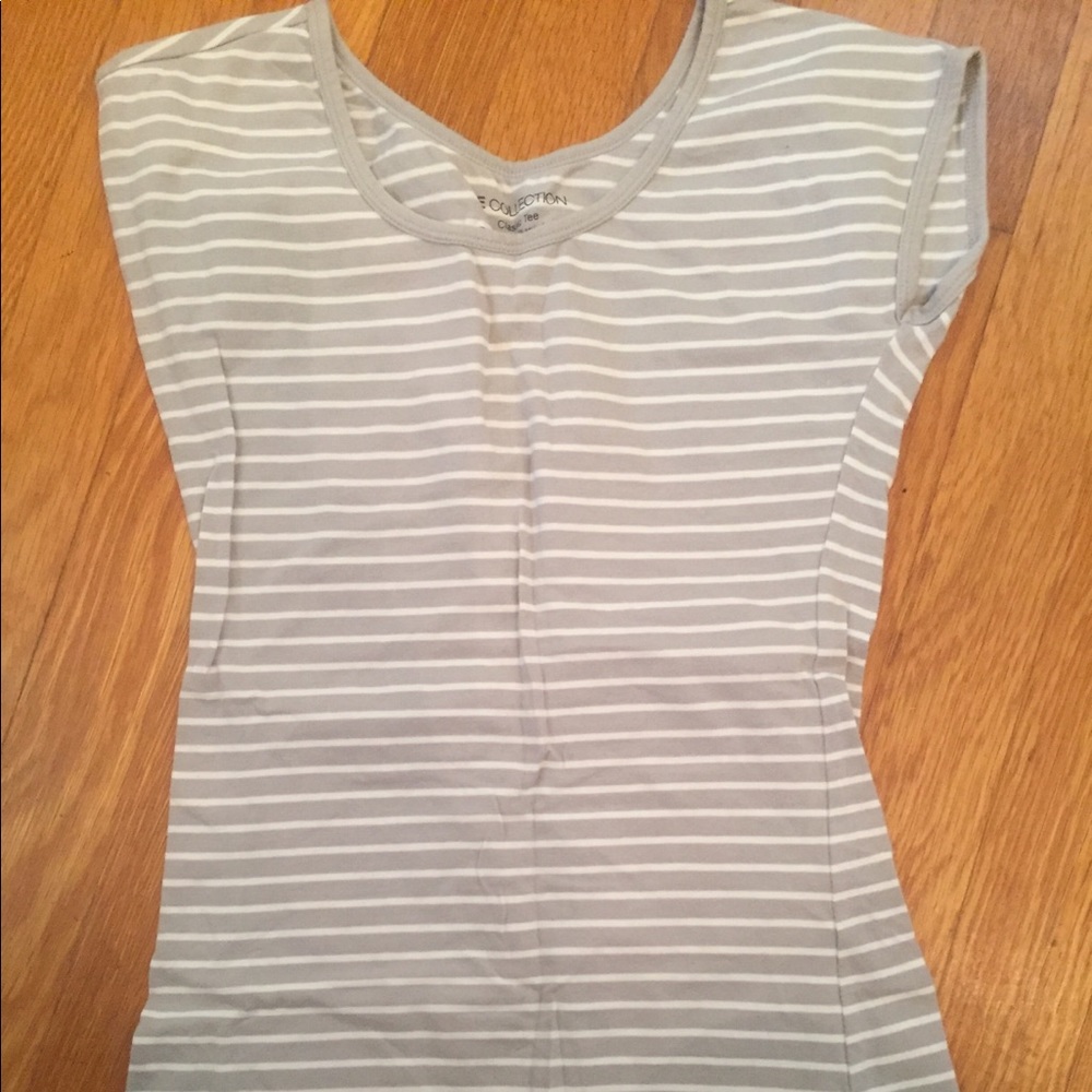 Gray striped layering tee